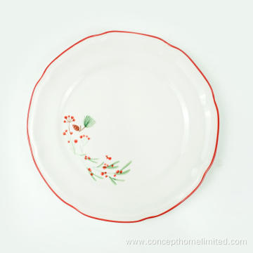 Embossed porcelain dinner set with decal color rim